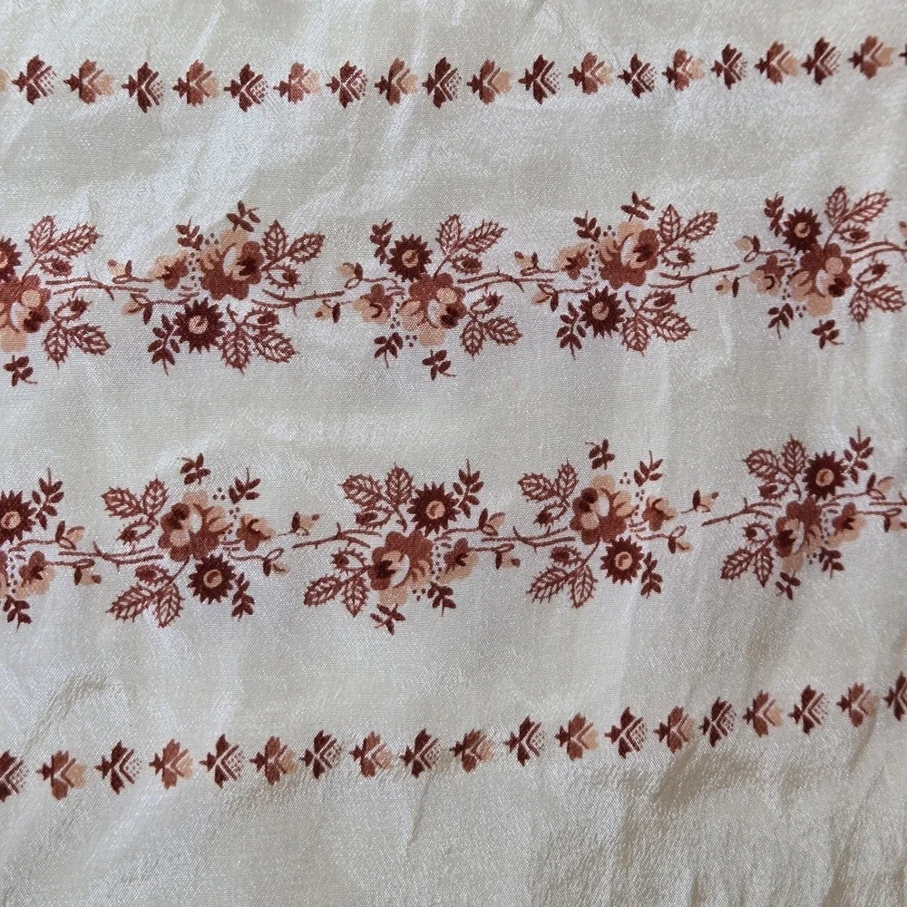Vintage Casa Japan Silk Wool Floral Scarf Cream Ivory Romantic Boho Fringe‎
